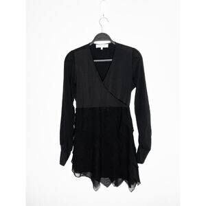 Anne Fontaine Women's Edeanne Long Sleeve Faux Wrap Cotton Sheer Ruffle Dress